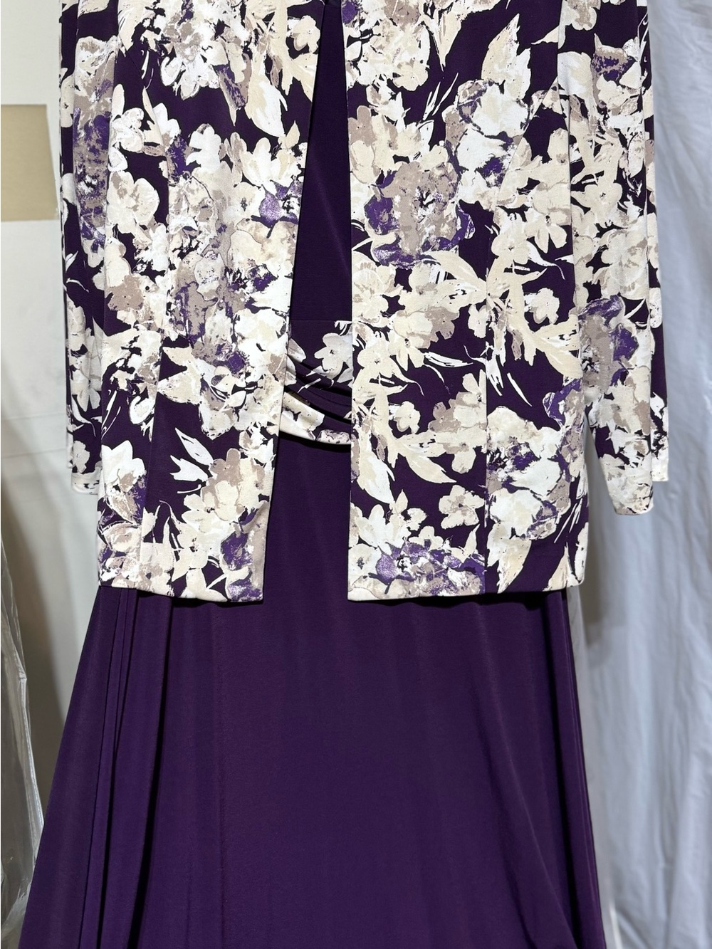 Jessica Howard Purple Floral 2 Piece Formal Dress Jacket Size 16